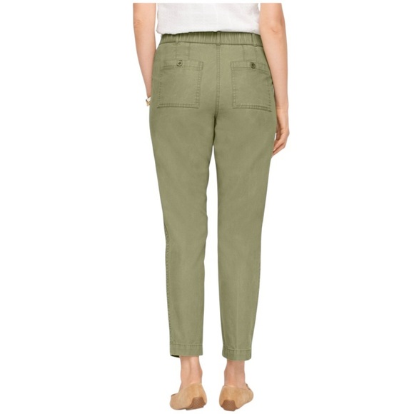 Talbots Slim Cargo Pants Women’s Size 2 Canvas Cotton Elastic Waist Green - Picture 2 of 10